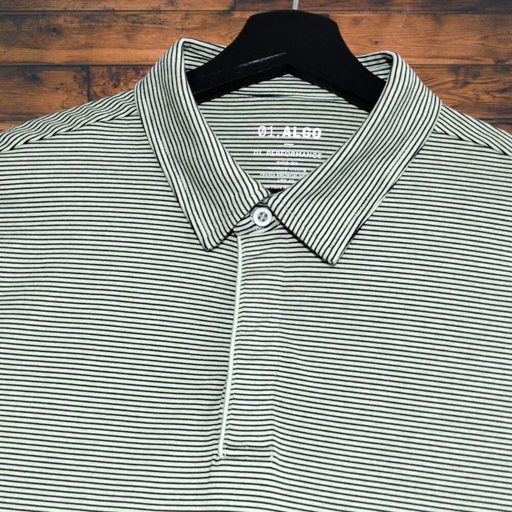 NWT 01.ALGO green and black Striped Polo Shirt